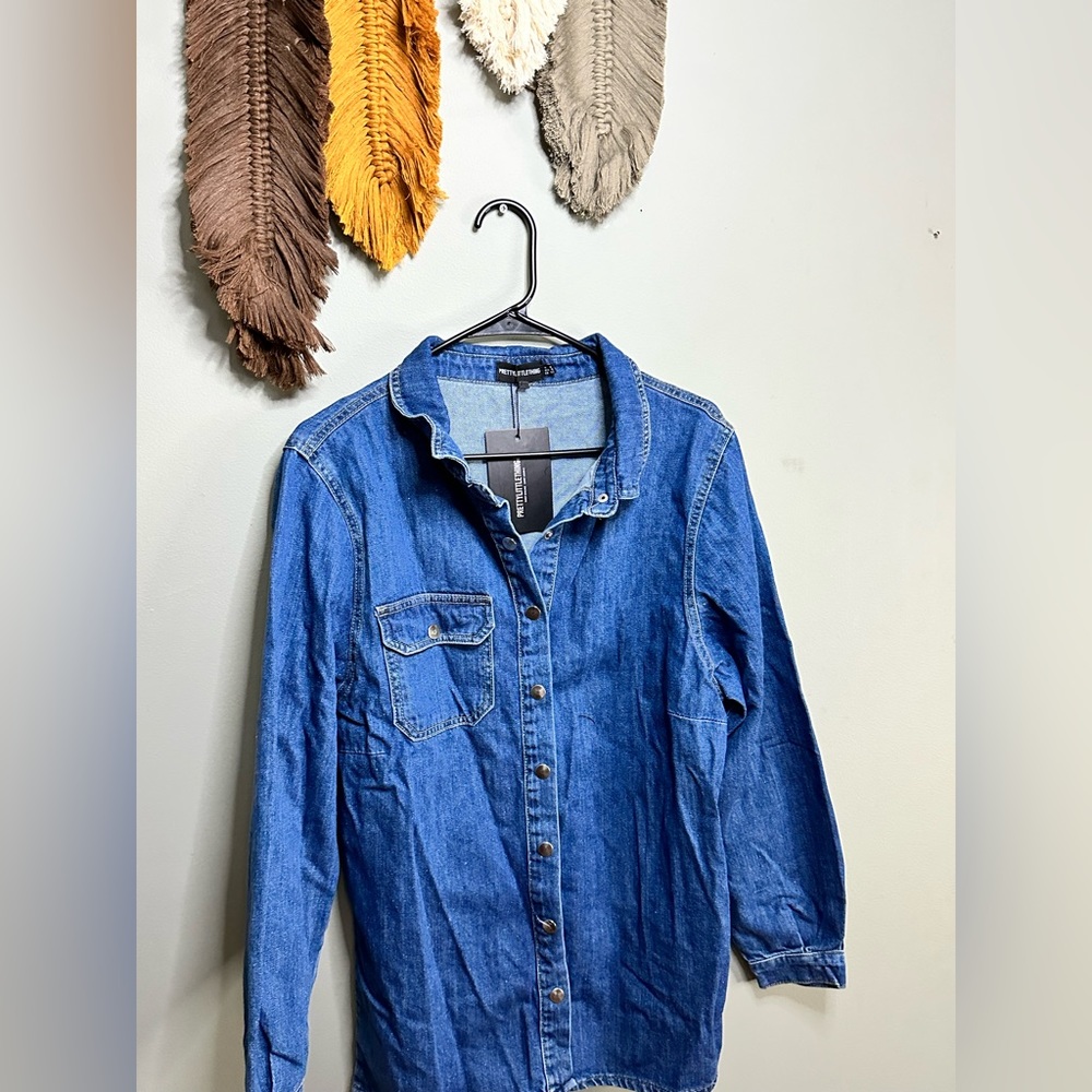 Dark Blue Oversized Denim Shirt/ New